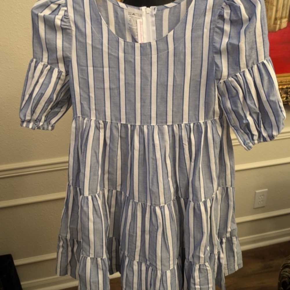 Bonnie Jean Navy and White Striped Dress Girls ‎ Sz 10 NWOT - Picture 4 of 4